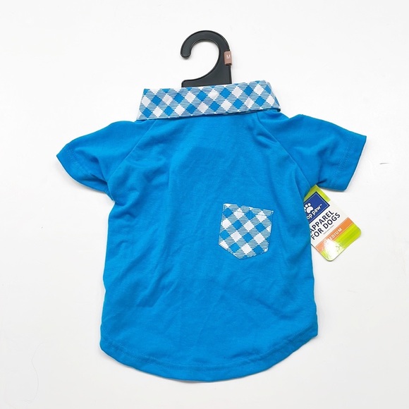 NEW Top Paw Blue Gingham Polo Dog Shirt